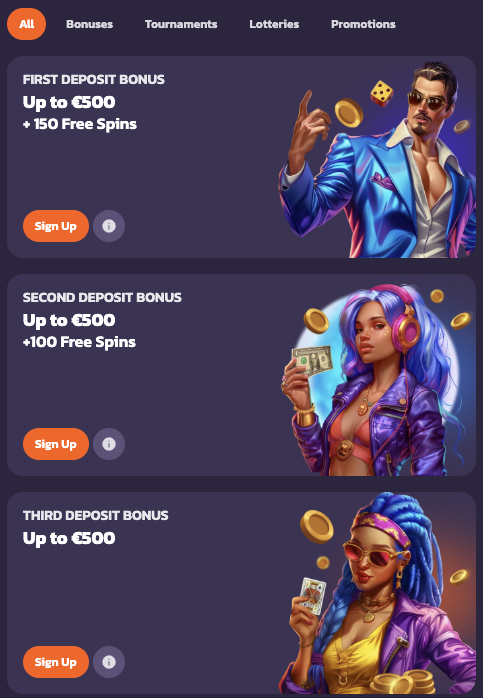 Bonuses and promotions at Coolzino